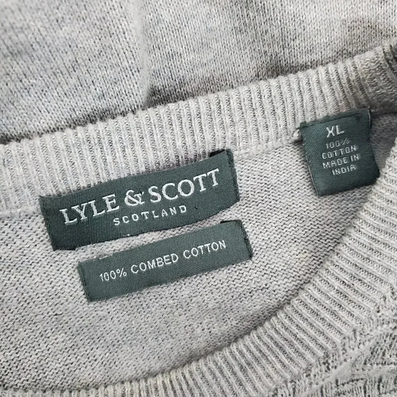Men's LYLE & SCOTT SCOTLAND 100% Combed Cotton Gray Chevron SZ XL Extra Large - Picture 4 of 7
